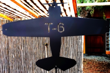 t6 military airplane metal wall art